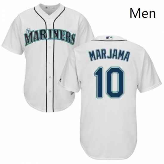 Mens Majestic Seattle Mariners 10 Mike Marjama Replica White Home Cool Base MLB Jersey